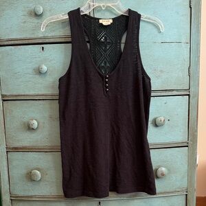 Love Rocks Black Buttoned Tank Top